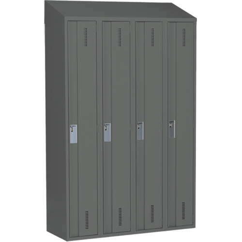 Concorde Heavy-Duty Lockers, Bank of 4, 48" x 18" x 78", Steel, Charcoal, Welded (Assembled) NTL Industrial