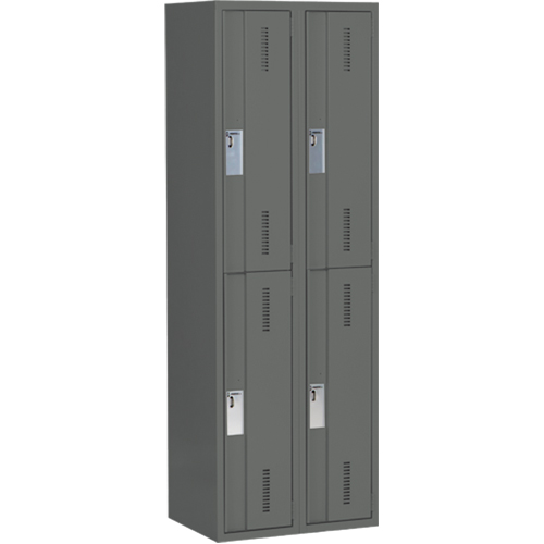 Concorde Heavy-Duty Lockers, 2 -tier, Bank of 2, 24" x 18" x 72", Steel, Charcoal, Welded (Assembled) NTL Industrial