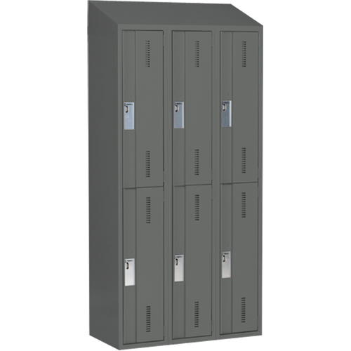 Concorde Heavy-Duty Lockers, 2 -tier, Bank of 3, 36" x 18" x 78", Steel, Charcoal, Welded (Assembled) NTL Industrial