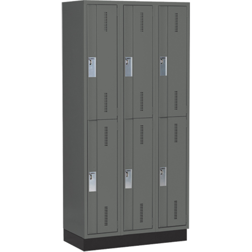 Concorde Heavy-Duty Lockers, 2 -tier, Bank of 3, 36" x 18" x 76", Steel, Charcoal, Welded (Assembled) NTL Industrial