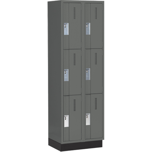 Concorde Heavy-Duty Lockers, 3 -tier, Bank of 2, 24" x 18" x 76", Steel, Charcoal, Welded (Assembled) NTL Industrial