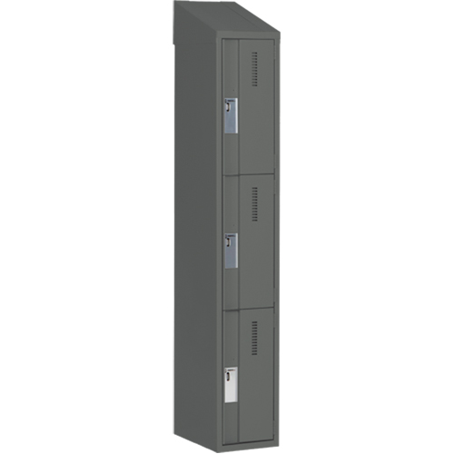 Concorde Heavy-Duty Lockers, 3 -tier, 12" x 18" x 78", Steel, Charcoal, Welded (Assembled) NTL Industrial