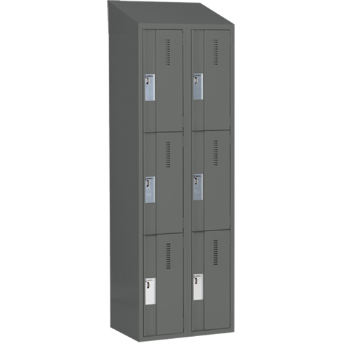 Concorde Heavy-Duty Lockers, 3 -tier, Bank of 2, 24" x 18" x 78", Steel, Charcoal, Welded (Assembled) NTL Industrial
