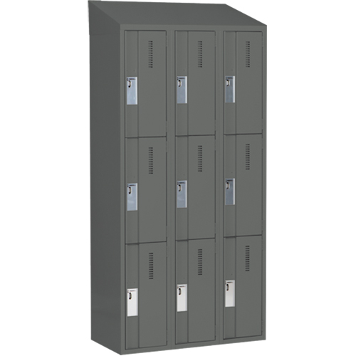 Concorde Heavy-Duty Lockers, 3 -tier, Bank of 3, 36" x 18" x 78", Steel, Charcoal, Welded (Assembled) NTL Industrial