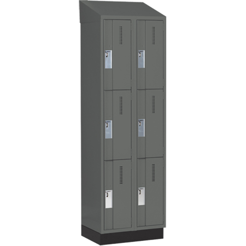 Concorde Heavy-Duty Lockers, 3 -tier, Bank of 2, 24" x 18" x 82", Steel, Charcoal, Welded (Assembled) NTL Industrial