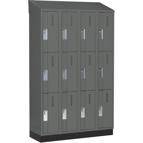 Concorde Heavy-Duty Lockers, 3 -tier, Bank of 4, 48" x 18" x 82", Steel, Charcoal, Welded (Assembled) NTL Industrial