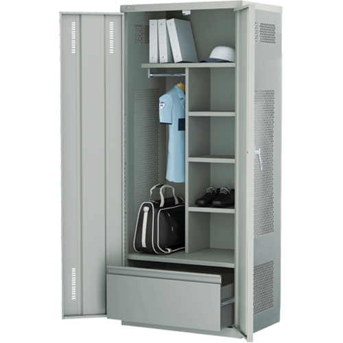 Deluxe Gear Locker, Steel, 36" W x 24" D x 72" H, Grey NTL Industrial