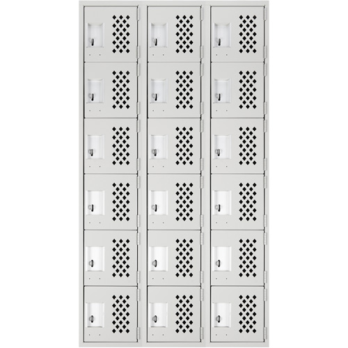 Clean-Line Perforated Lockerette, 6 -tier, Bank of 3, 12" x 72" x 12", Steel NTL Industrial