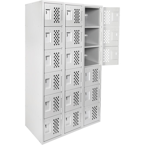 Clean-Line Perforated Lockerette, 6 -tier, Bank of 3, 12" x 72" x 12", Steel NTL Industrial