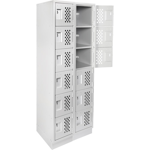 Assembled Lockerettes Clean Line Perforated Economy Lockers, 6 -tier, Bank of 2, 18" x 72" x 12", Steel NTL Industrial