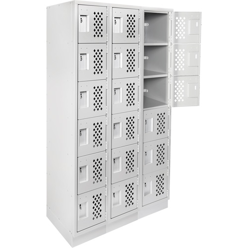 Assembled Lockerettes Clean Line Perforated Economy Lockers, 6 -tier, Bank of 3, 18" x 72" x 12", Steel NTL Industrial