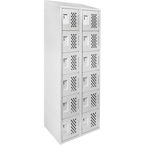 Clean-Line Perforated Lockerette, 6 -tier, Bank of 2, 15" x 72" x 12", Steel NTL Industrial