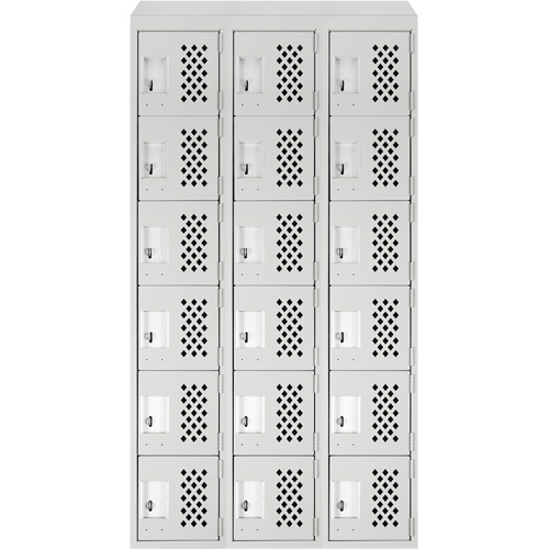 Clean-Line Perforated Lockerette, 6 -tier, Bank of 3, 15" x 72" x 12", Steel NTL Industrial