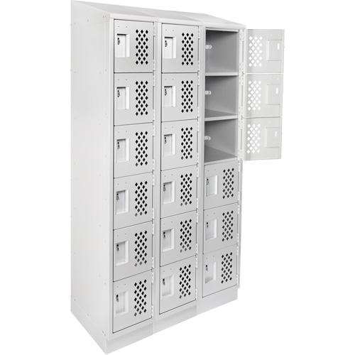 Clean-Line Perforated Lockerette, 6 -tier, Bank of 3, 12" x 72" x 12", Steel NTL Industrial