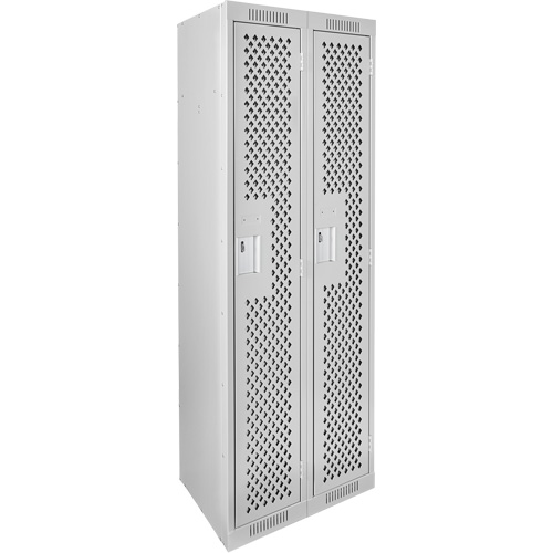 Clean Line Lockers, 2 -tier, 12" x 12" x 72", Steel, Grey, Rivet (Assembled), Perforated NTL Industrial