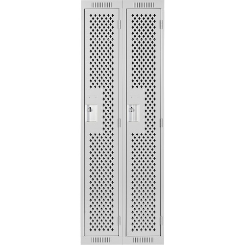 Clean Line Lockers, 2 -tier, 12" x 12" x 72", Steel, Grey, Rivet (Assembled), Perforated NTL Industrial