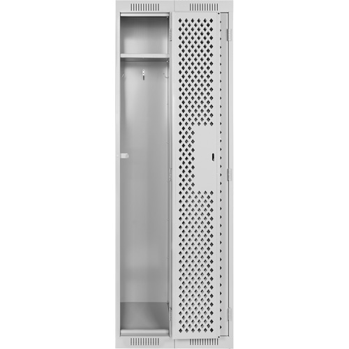 Clean Line Lockers, 2 -tier, 12" x 12" x 72", Steel, Grey, Rivet (Assembled), Perforated NTL Industrial
