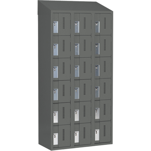 Concorde Heavy-Duty Lockers, 6 -tier, Bank of 3, 36" x 18" x 78", Steel, Charcoal, Welded (Assembled) NTL Industrial