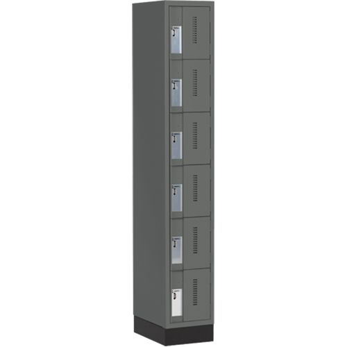 Concorde Heavy-Duty Lockers, 6 -tier, 12" x 18" x 76", Steel, Charcoal, Welded (Assembled) NTL Industrial
