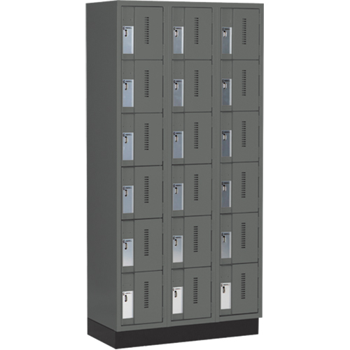 Concorde Heavy-Duty Lockers, 6 -tier, Bank of 3, 36" x 18" x 76", Steel, Charcoal, Welded (Assembled) NTL Industrial