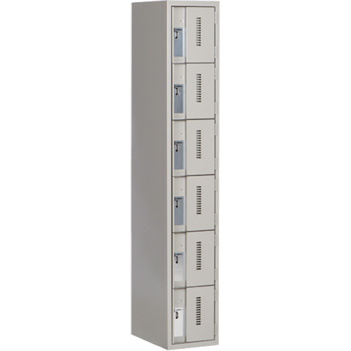 Concorde Heavy-Duty Lockers, 6 -tier, 12" x 18" x 72", Steel, Grey, Welded (Assembled) NTL Industrial