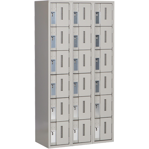 Concorde Heavy-Duty Lockers, 6 -tier, Bank of 3, 36" x 18" x 72", Steel, Grey, Welded (Assembled) NTL Industrial