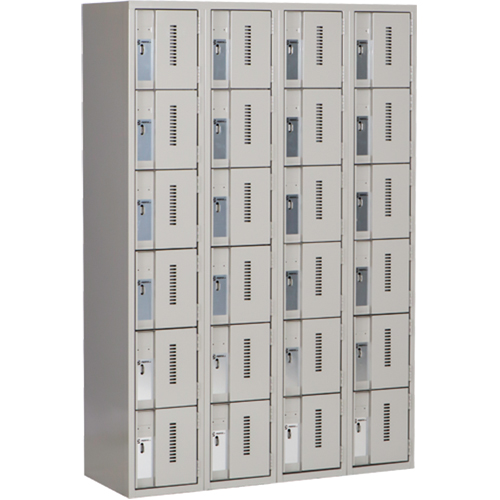 Concorde Heavy-Duty Lockers, 6 -tier, Bank of 4, 48" x 18" x 72", Steel, Grey, Welded (Assembled) NTL Industrial