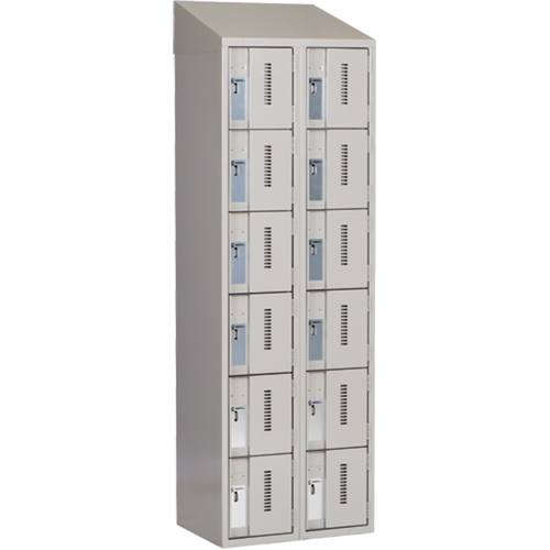 Concorde Heavy-Duty Lockers, 6 -tier, Bank of 2, 24" x 18" x 78", Steel, Grey, Welded (Assembled) NTL Industrial