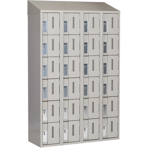 Concorde Heavy-Duty Lockers, 6 -tier, Bank of 4, 48" x 18" x 78", Steel, Grey, Welded (Assembled) NTL Industrial