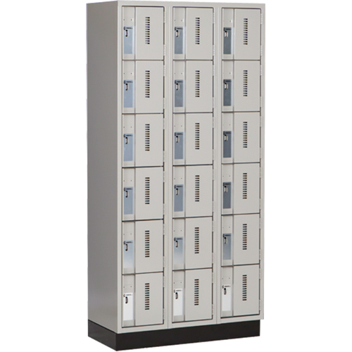 Concorde Heavy-Duty Lockers, 6 -tier, Bank of 3, 36" x 18" x 76", Steel, Grey, Welded (Assembled) NTL Industrial