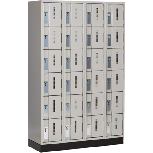 Concorde Heavy-Duty Lockers, 6 -tier, Bank of 4, 48" x 18" x 76", Steel, Grey, Welded (Assembled) NTL Industrial