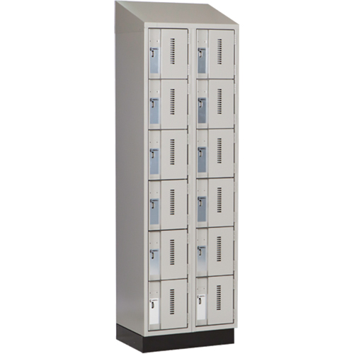 Concorde Heavy-Duty Lockers, 6 -tier, Bank of 2, 24" x 18" x 82", Steel, Grey, Welded (Assembled) NTL Industrial