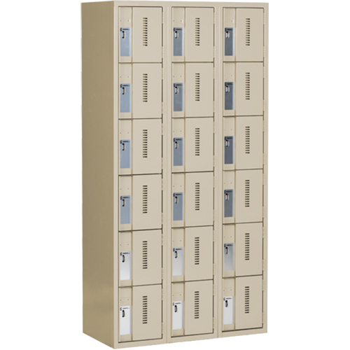 Casiers robustes Concorde, 6 niveaux, Bloc de 3, 36" x 18" x 72", Acier, Beige, Soud&eacute; (assembl&eacute;) NTL Industrial
