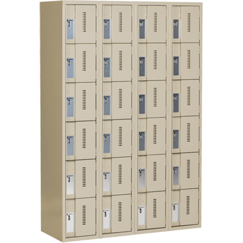 Concorde Heavy-Duty Lockers, 6 -tier, Bank of 4, 48" x 18" x 72", Steel, Beige, Welded (Assembled) NTL Industrial