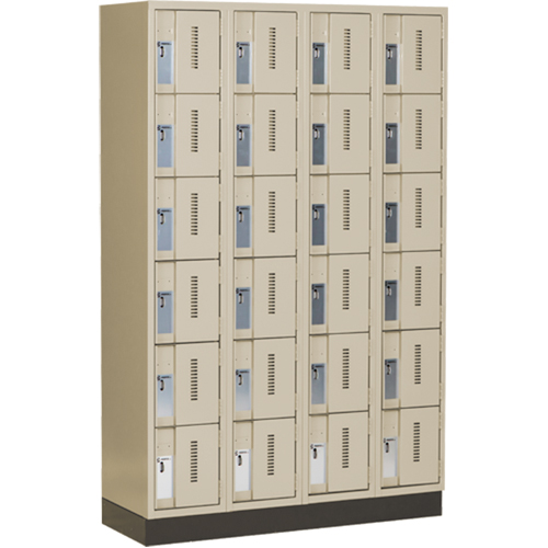 Concorde Heavy-Duty Lockers, 6 -tier, Bank of 4, 48" x 18" x 76", Steel, Beige, Welded (Assembled) NTL Industrial
