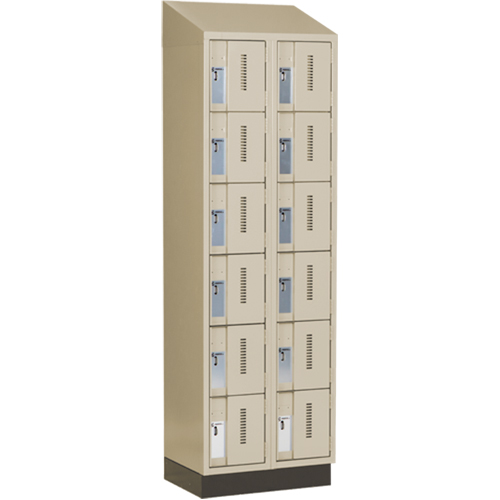 Concorde Heavy-Duty Lockers, 6 -tier, Bank of 2, 24" x 18" x 82", Steel, Beige, Welded (Assembled) NTL Industrial