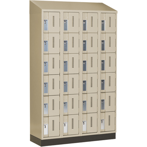 Concorde Heavy-Duty Lockers, 6 -tier, Bank of 4, 48" x 18" x 82", Steel, Beige, Welded (Assembled) NTL Industrial