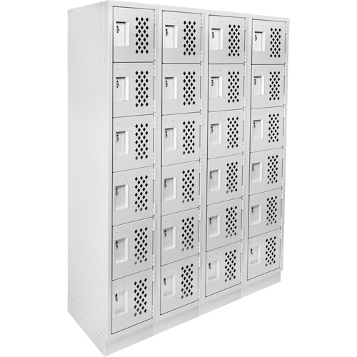 Assembled Clean Line Perforated Economy Lockers, 6 -tier, Bank of 4, 18" x 72" x 12", Steel NTL Industrial