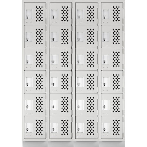 Assembled Clean Line Perforated Economy Lockers, 6 -tier, Bank of 4, 18" x 72" x 12", Steel NTL Industrial