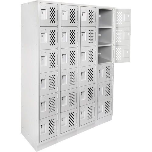 Assembled Clean Line Perforated Economy Lockers, 6 -tier, Bank of 4, 18" x 72" x 12", Steel NTL Industrial