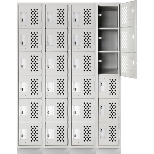 Assembled Clean Line Perforated Economy Lockers, 6 -tier, Bank of 4, 18" x 72" x 12", Steel NTL Industrial