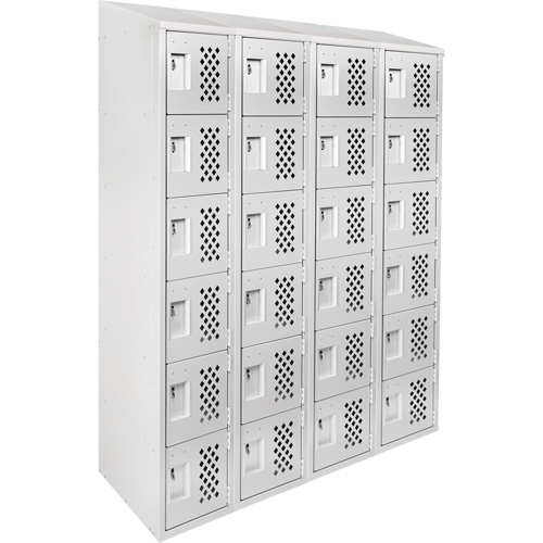 Assembled Clean Line Perforated Economy Lockers, 6 -tier, Bank of 4, 18" x 72" x 12", Steel NTL Industrial