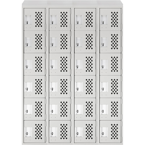 Assembled Clean Line Perforated Economy Lockers, 6 -tier, Bank of 4, 18" x 72" x 12", Steel NTL Industrial