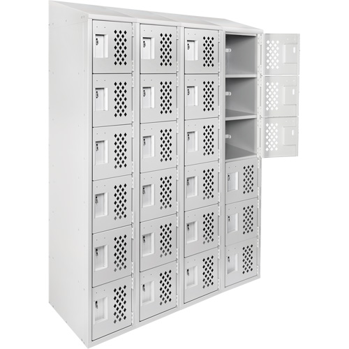 Assembled Clean Line Perforated Economy Lockers, 6 -tier, Bank of 4, 18" x 72" x 12", Steel NTL Industrial