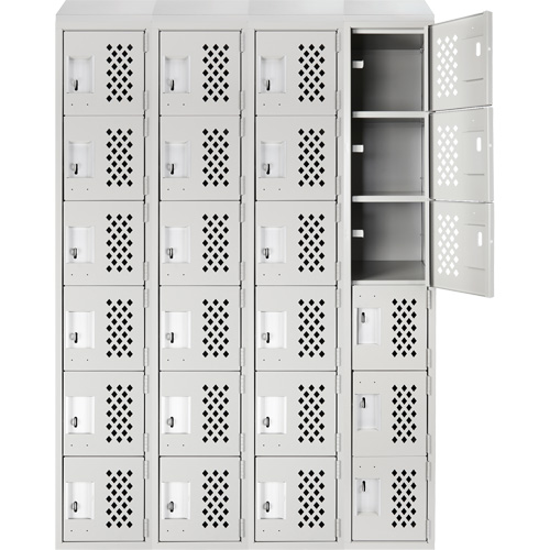 Assembled Clean Line Perforated Economy Lockers, 6 -tier, Bank of 4, 18" x 72" x 12", Steel NTL Industrial