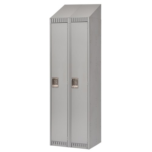 Lockers, Bank of 2, 24" x 18" x 82", Steel, Grey, Knocked Down NTL Industrial