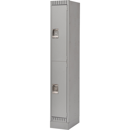 Assembled Lockers, 2 -tier, 12" x 18" x 72", Steel, Grey, Rivet (Assembled) NTL Industrial
