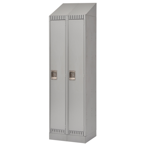 Lockers, Bank of 2, 24" x 18" x 86", Steel, Grey, Knocked Down NTL Industrial