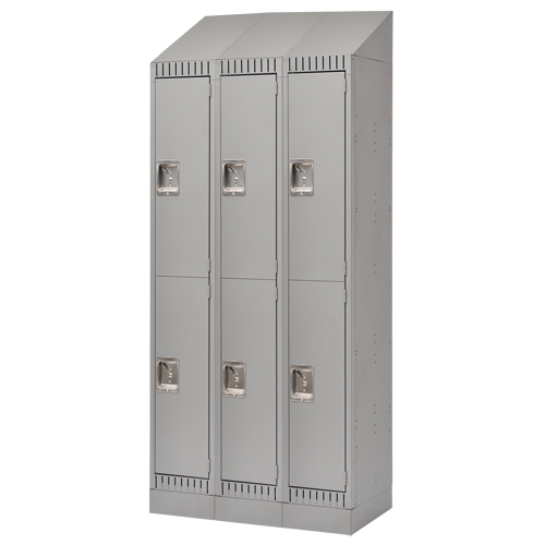 Casiers, 2 niveaux, Bloc de 3, 36" x 18" x 86", Acier, Gris, D&eacute;mont&eacute; NTL Industrial