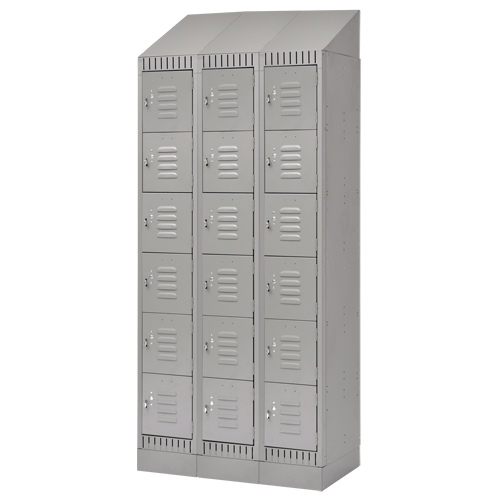 Lockers, 6 -tier, Bank of 3, 36" x 18" x 86", Steel, Grey, Knocked Down NTL Industrial